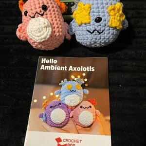 Crochet Axolotl Plush in Pink and Blue (not a set)